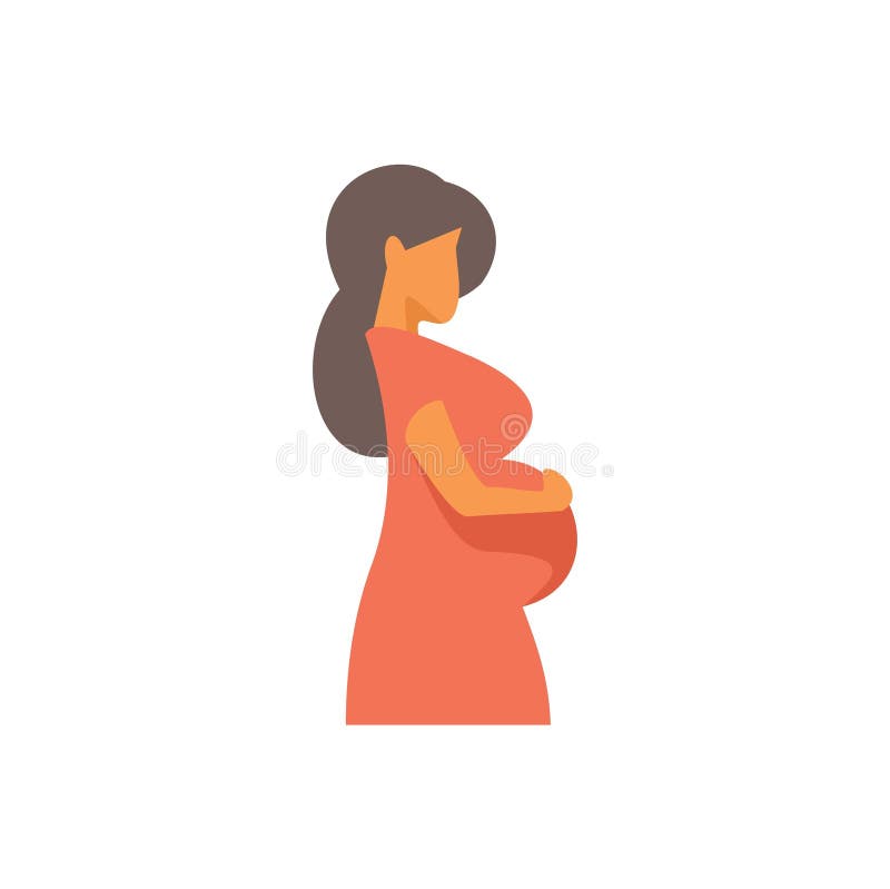 Pregnant Woman Holding Her Belly Side View Illustration Stock ...