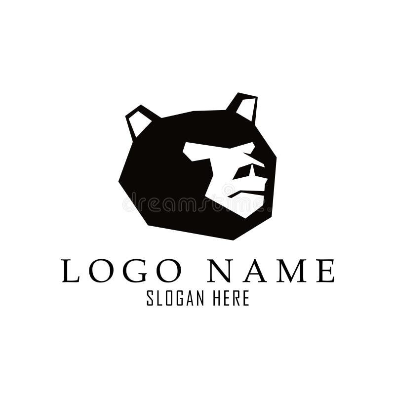 Low Poly Black and White Bear Logo Suitable for Brave, Minimalist and ... image.