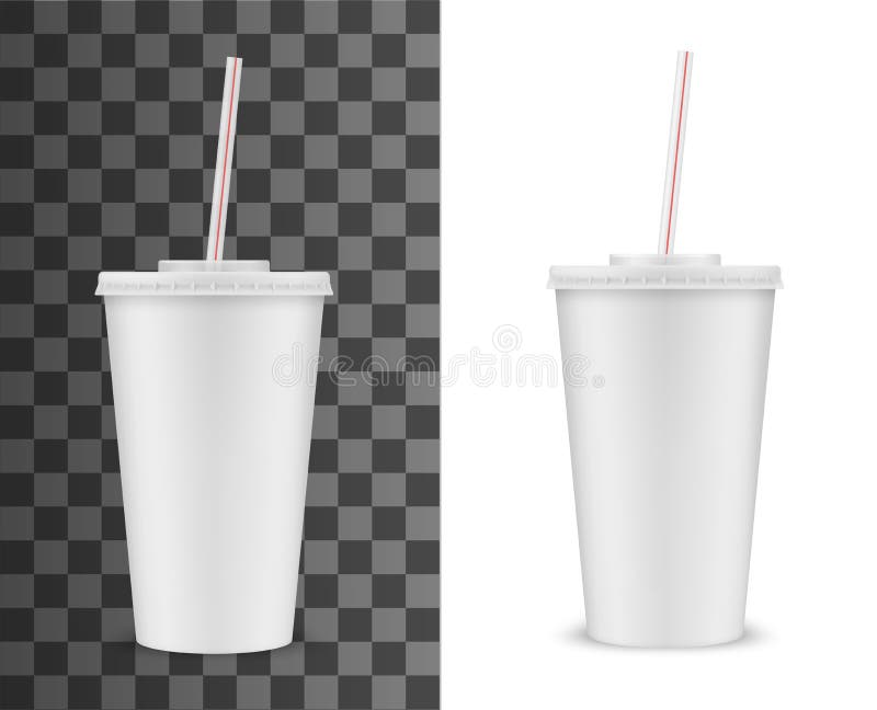 Download Realistic 3d Plastic Cup With Lid And Straw Mockup Stock Vector Illustration Of Product Straw 178399434