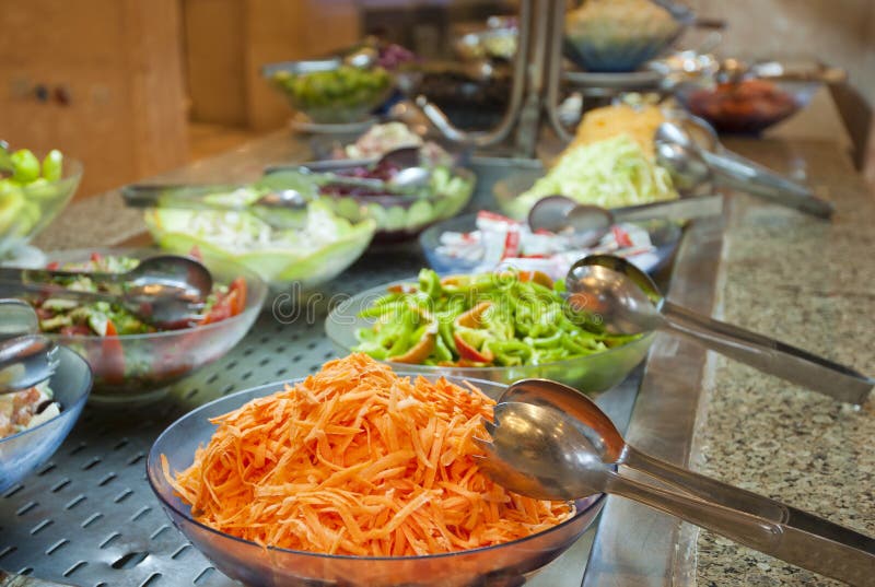 Salad selection in a hotel buffet