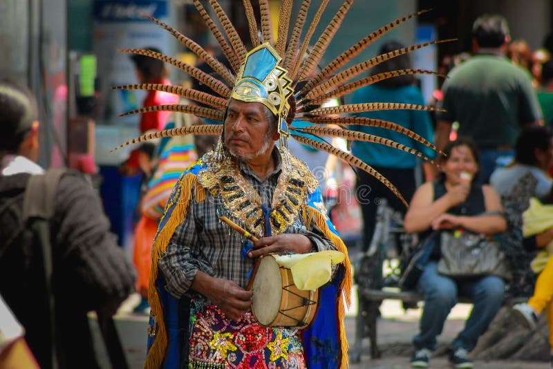 Senior Citizen Dressed As a Pre-Hispanic Indian To Ask for Money Editorial  Photography - Image of celebration, folk: 184330237