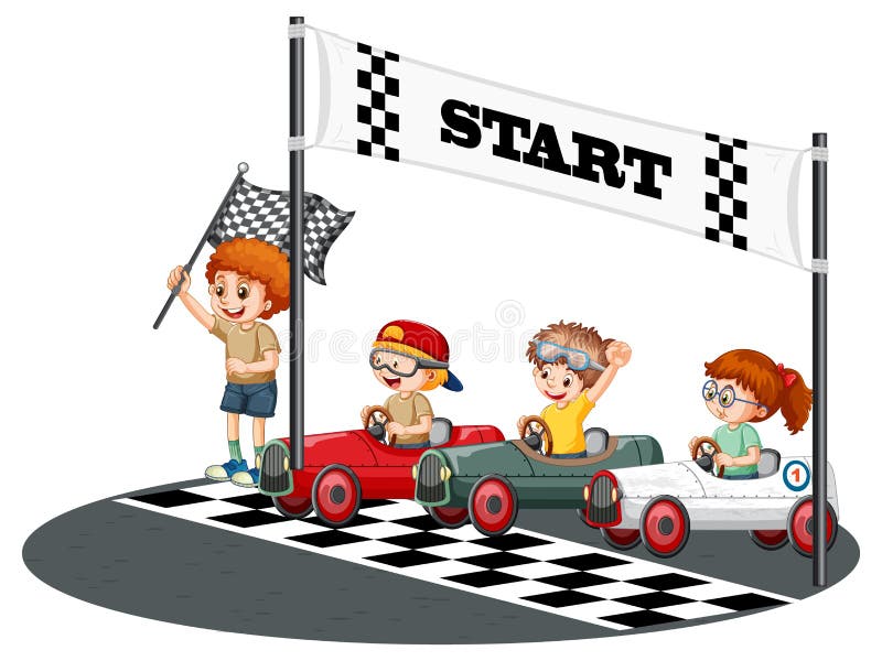 Soapbox Derby with Children Racing Car Stock Vector - Illustration of ...