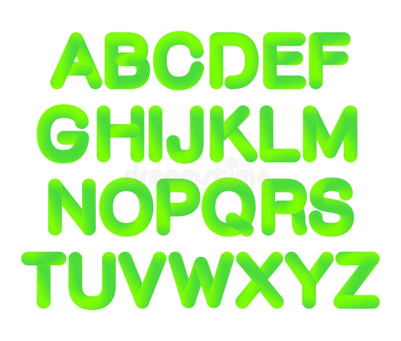 Flexible 3d Alphabet Font. Uppercase Letters and Numbers. Stock Vector ...