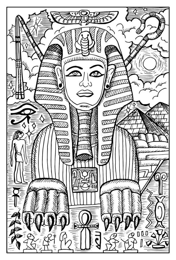 Anubis Egyptian God. Engraved Fantasy Illustration. Stock Vector ...