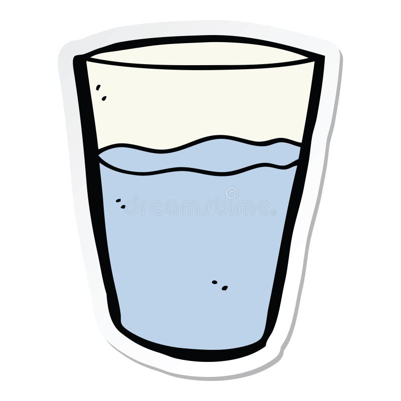 sticker of a cartoon glass of water