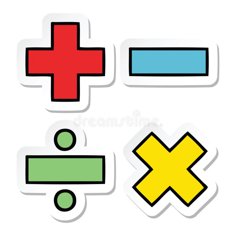 sticker of a cute cartoon math symbols