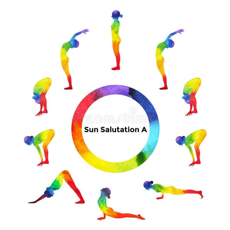 Sun Salutation. Surya Namaskara. Yoga Sequence. Stock Vector ...