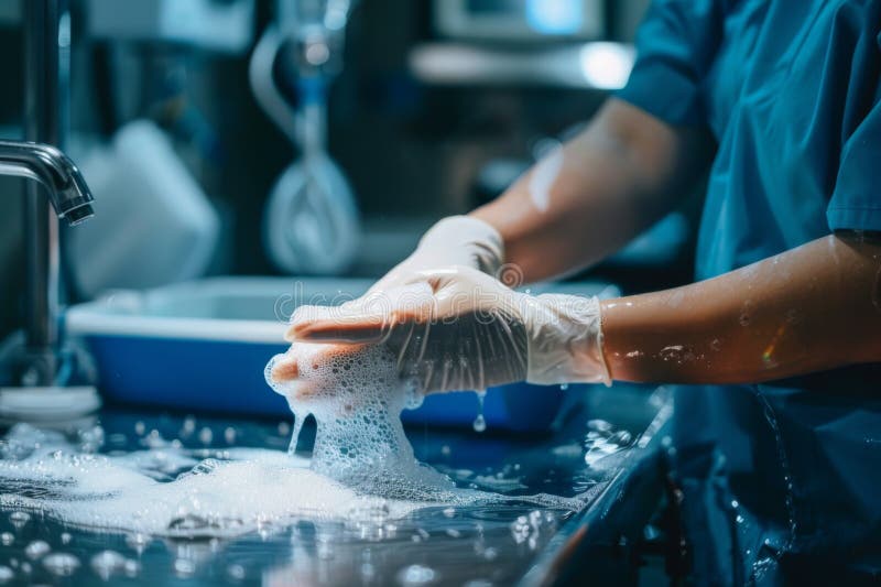 Surgical Scrubbing, Medical Staff Washing Hands Thoroughly before ...