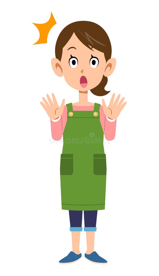 Surprised woman wearing an apron stock illustration