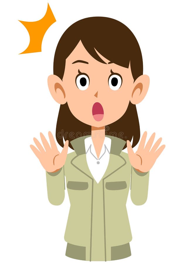 Surprised woman in work clothes royalty free illustration