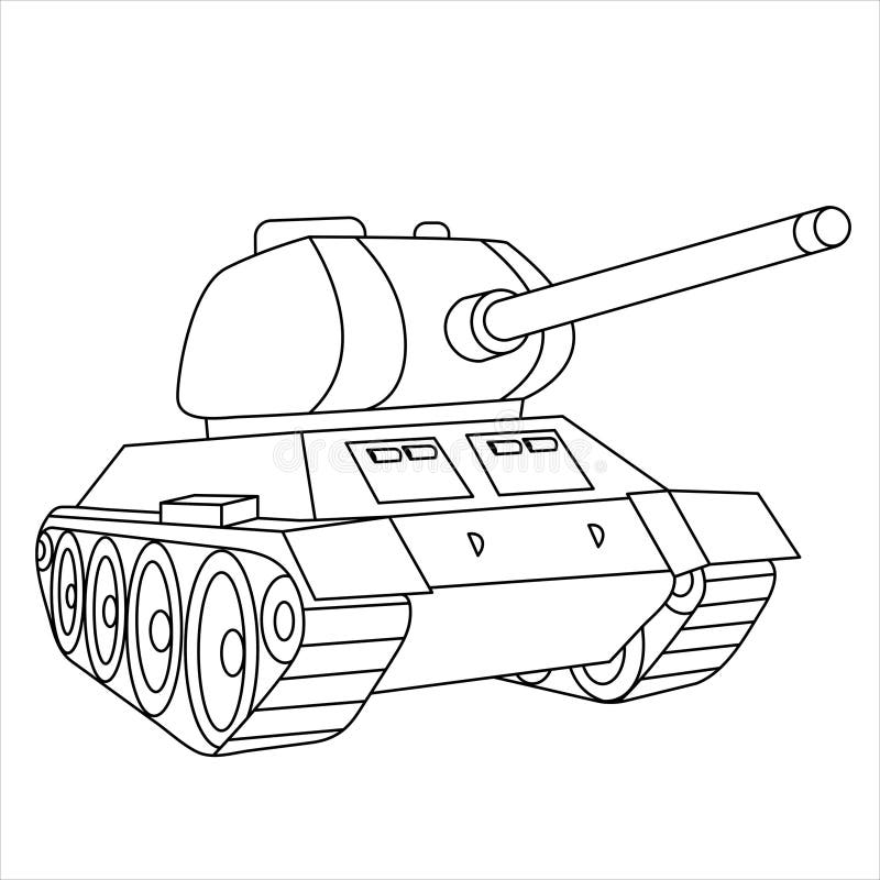 Tank Coloring Page. Military Vehicle Cartoon Illustration Stock Vector ...