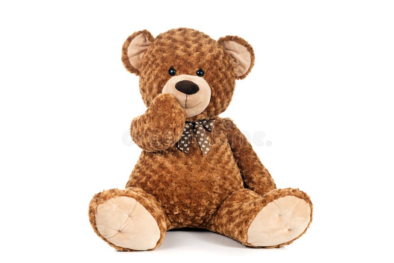 Teddy Bear holding mouth stock photography