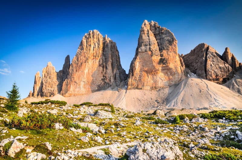 Tre Cime Di Lavaredo, Dolomites Alps, Italy Stock Image - Image of alps ...