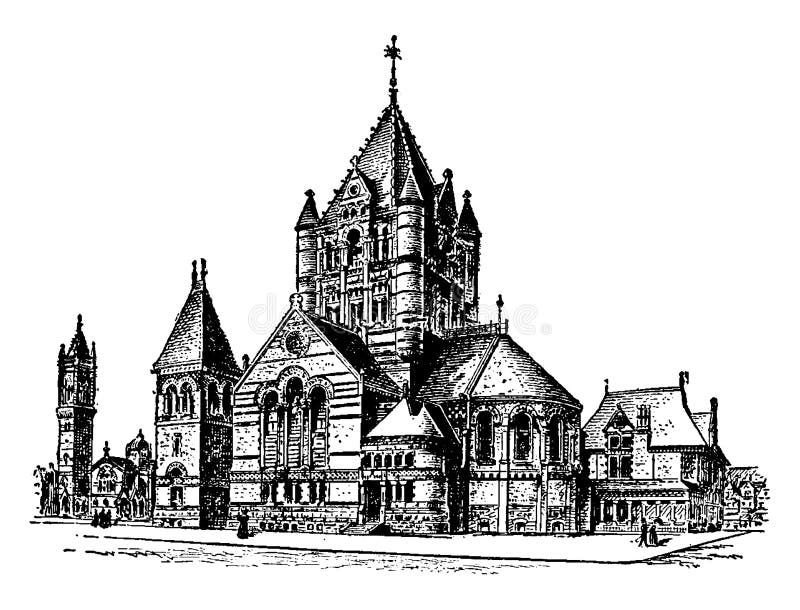 This is a building that is located in New York, at Wesley Chapel on John Street, vintage line drawing or engraving illustration.