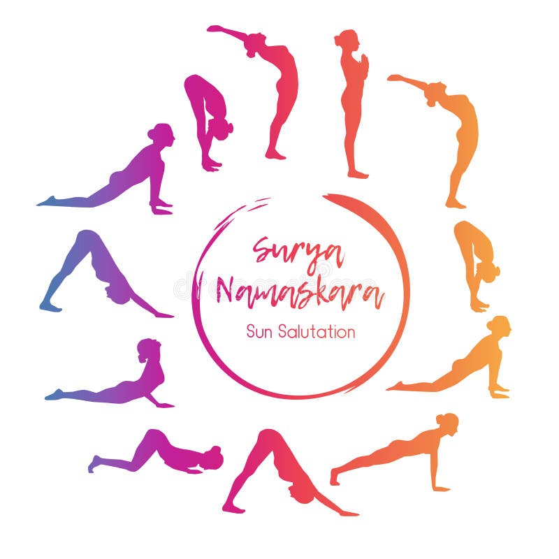 Steps Of Yoga Surya Namaskar Sun Salutation Stock Illustration ...