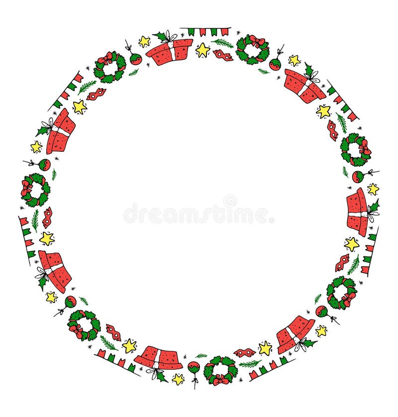 Vector Round Frame for Christmas with an Empty Space Inside for Text ...