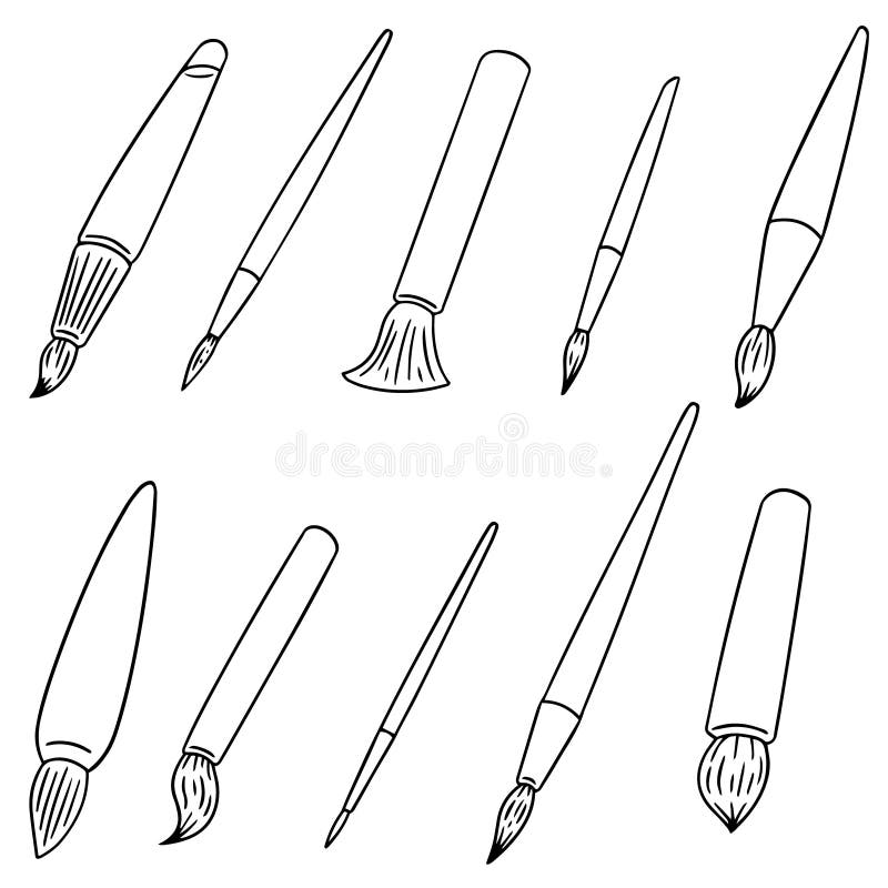 Vector set of brush stock vector. Illustration of cartoon - 117627593