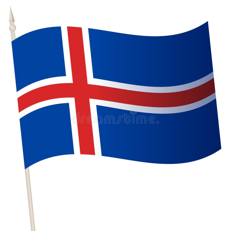 Vector Waving Flag on a Flagpole. the National Flag of Iceland Stock ...