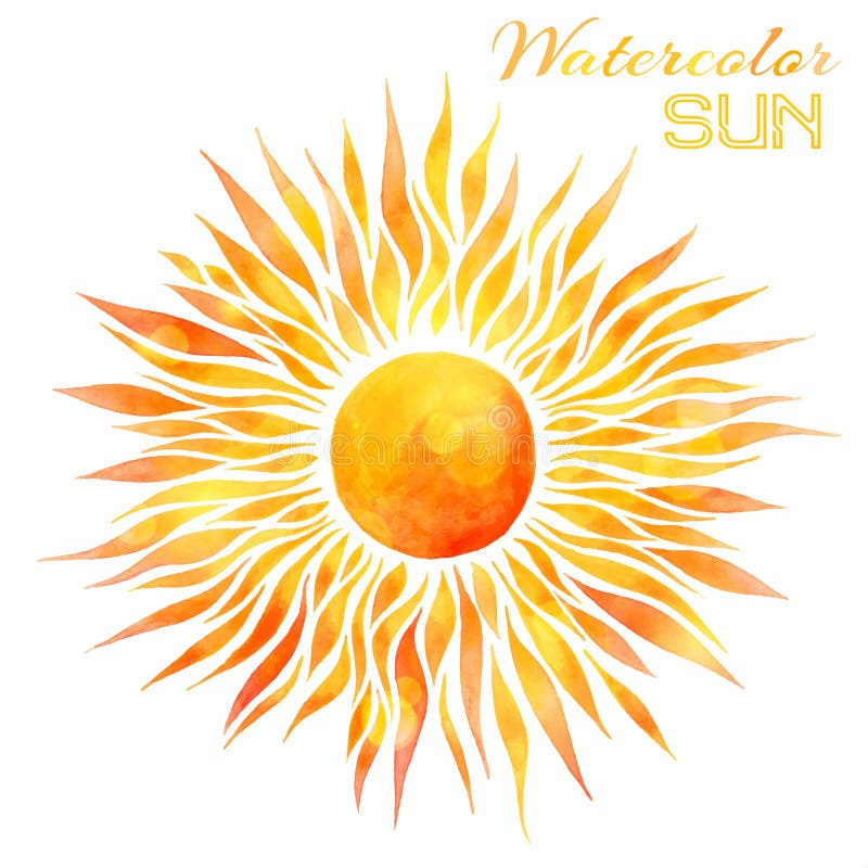 Watercolor Sun Vector Illustration. Stock Vector - Illustration of ...