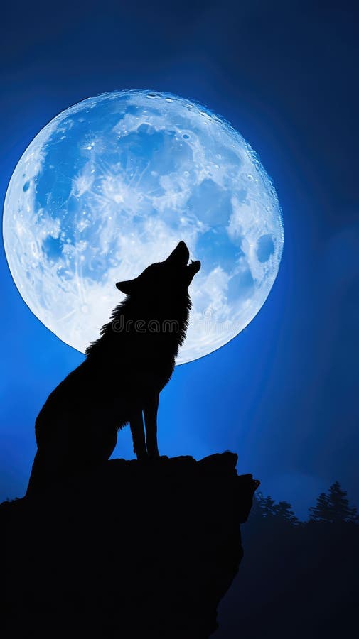 A Wolf Howls at the Moon. Generated by AI Stock Illustration ...