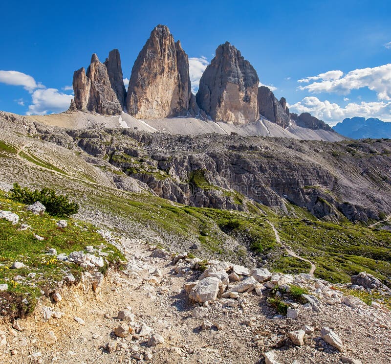 Three Peaks. National Park Tre Cime Di Lavaredo. Dolomites Stock Image ...