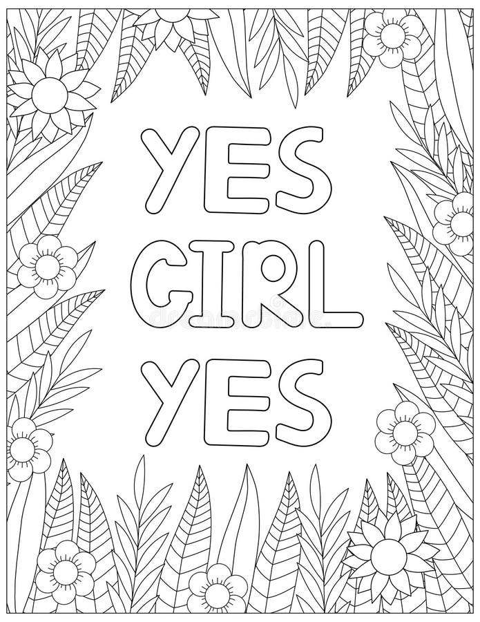 Yes Girl Yes. Coloring Page Stock Vector - Illustration of coloring ...