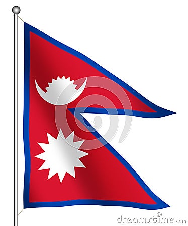 Flag Of Nepal Waving Stock Image - Image: 1221911