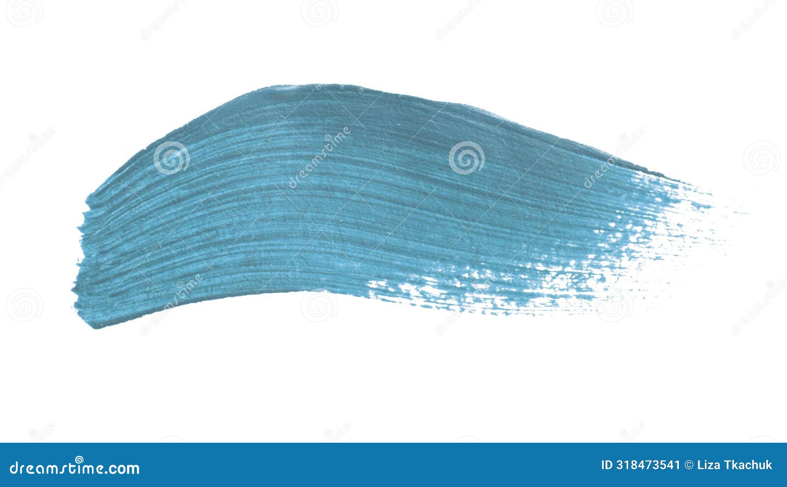 Acrylic Blue Paint Brush Track Blank Art Isolated on the White ...