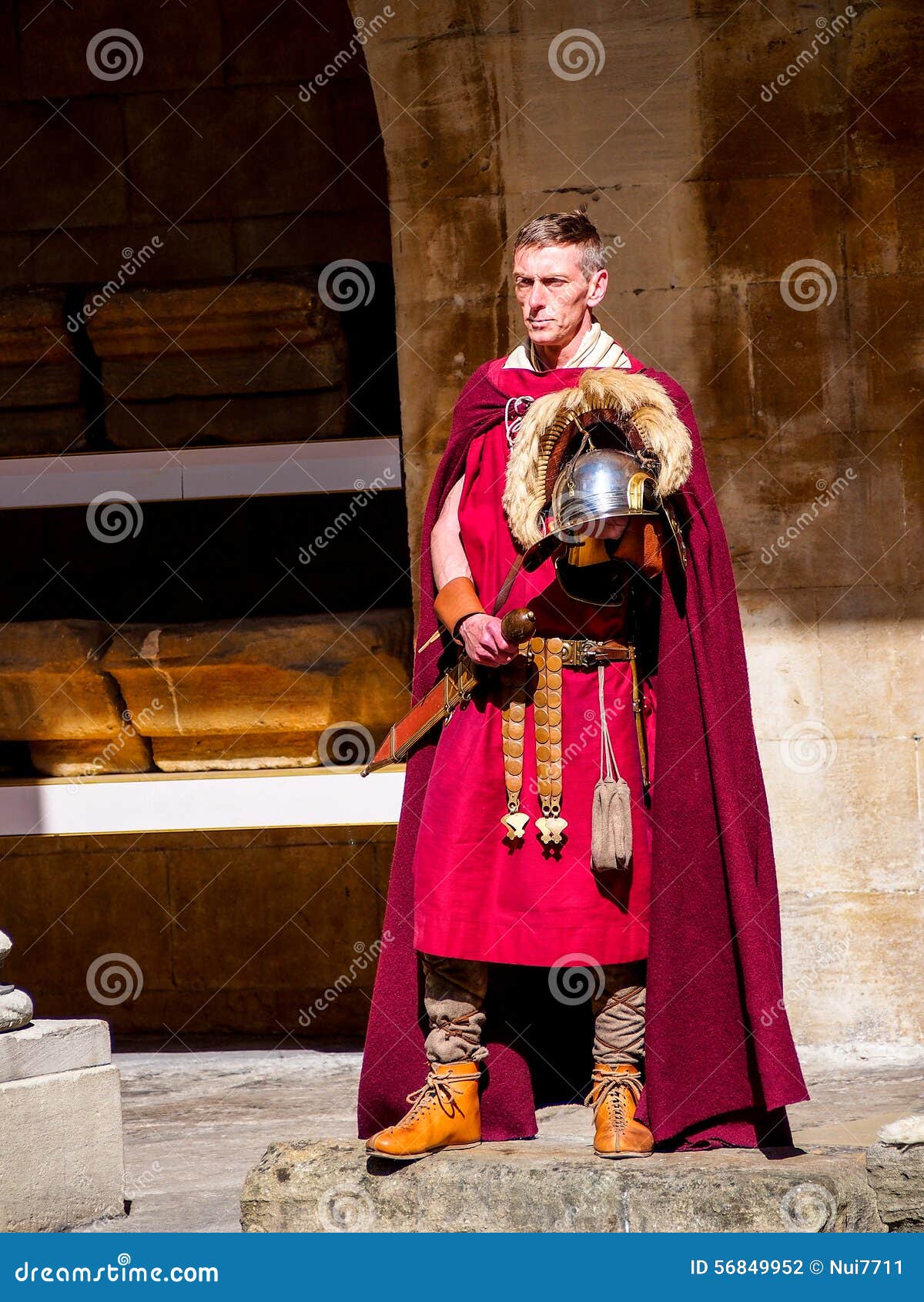 Actor in Roman Soldier Costume at History Site Roman Bath, UK Editorial ...