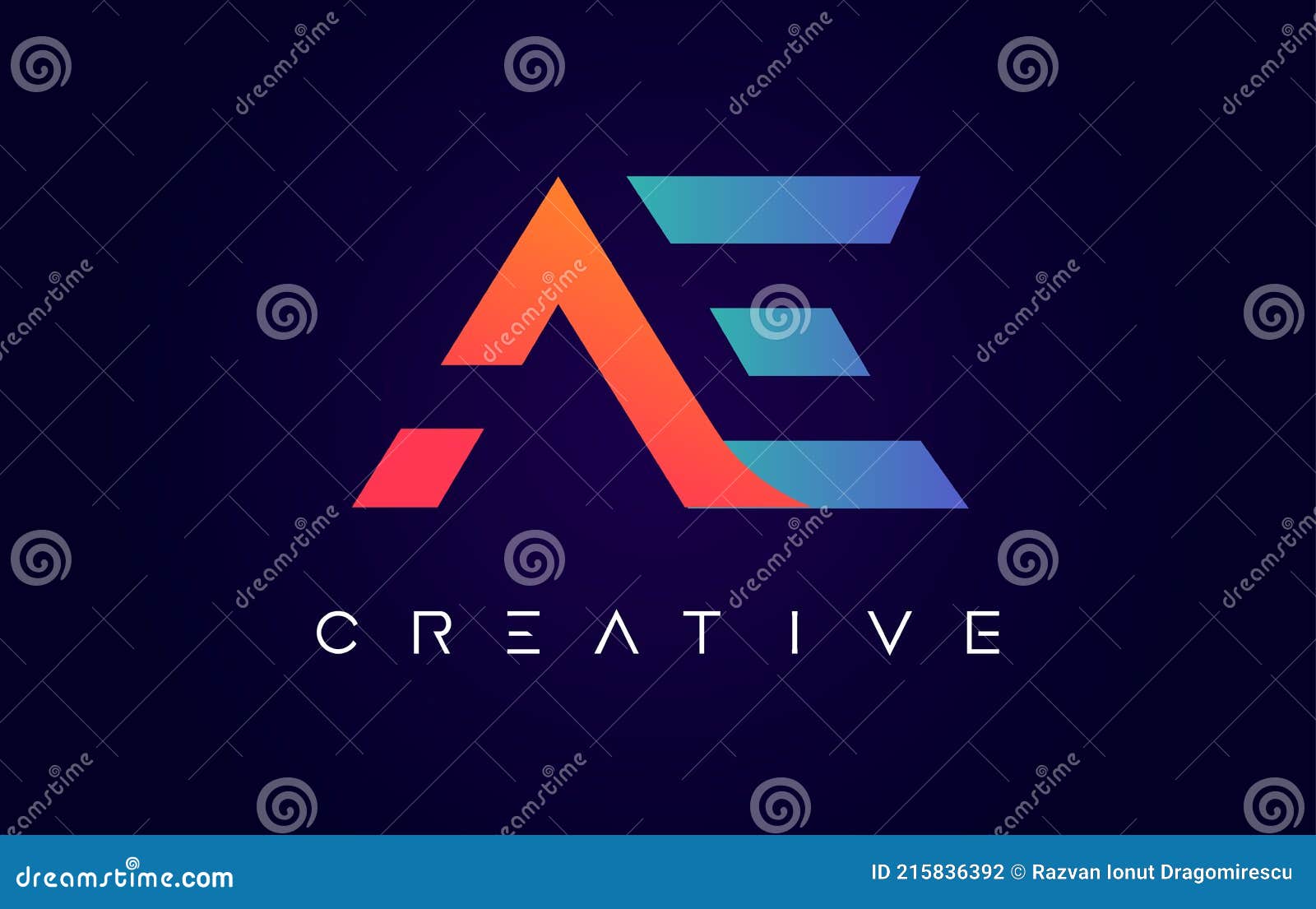 AE Logo Letter Design with Modern Creative Concept and Orange Blue ...