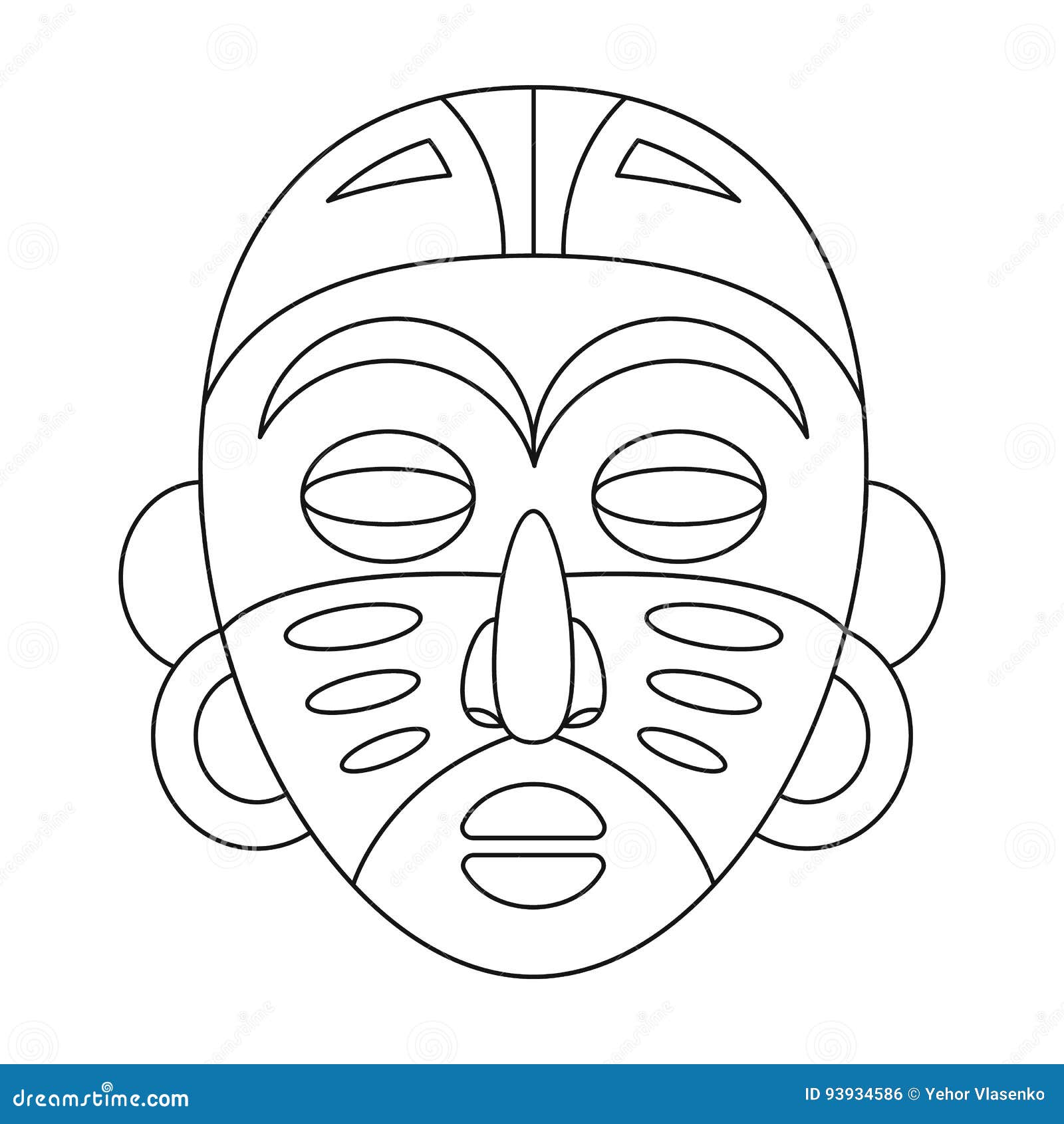 African Tribal Mask.African Safari Single Icon in Outline Style Vector ...