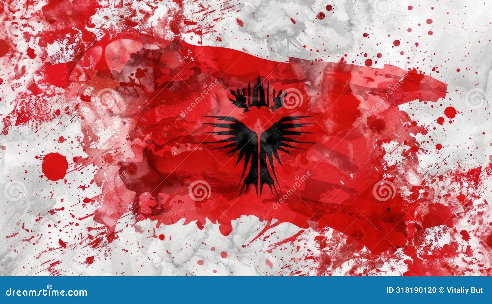 Albanian Flag is Depicted with Blood Splatters, Symbolizing a Fierce ...