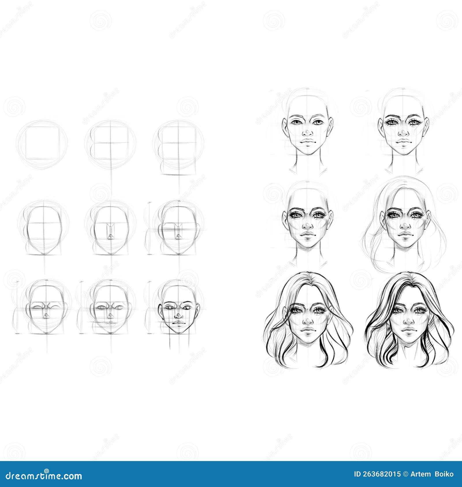 ARTIONE How To Draw a Woman S Face Stock Illustration - Illustration of ...