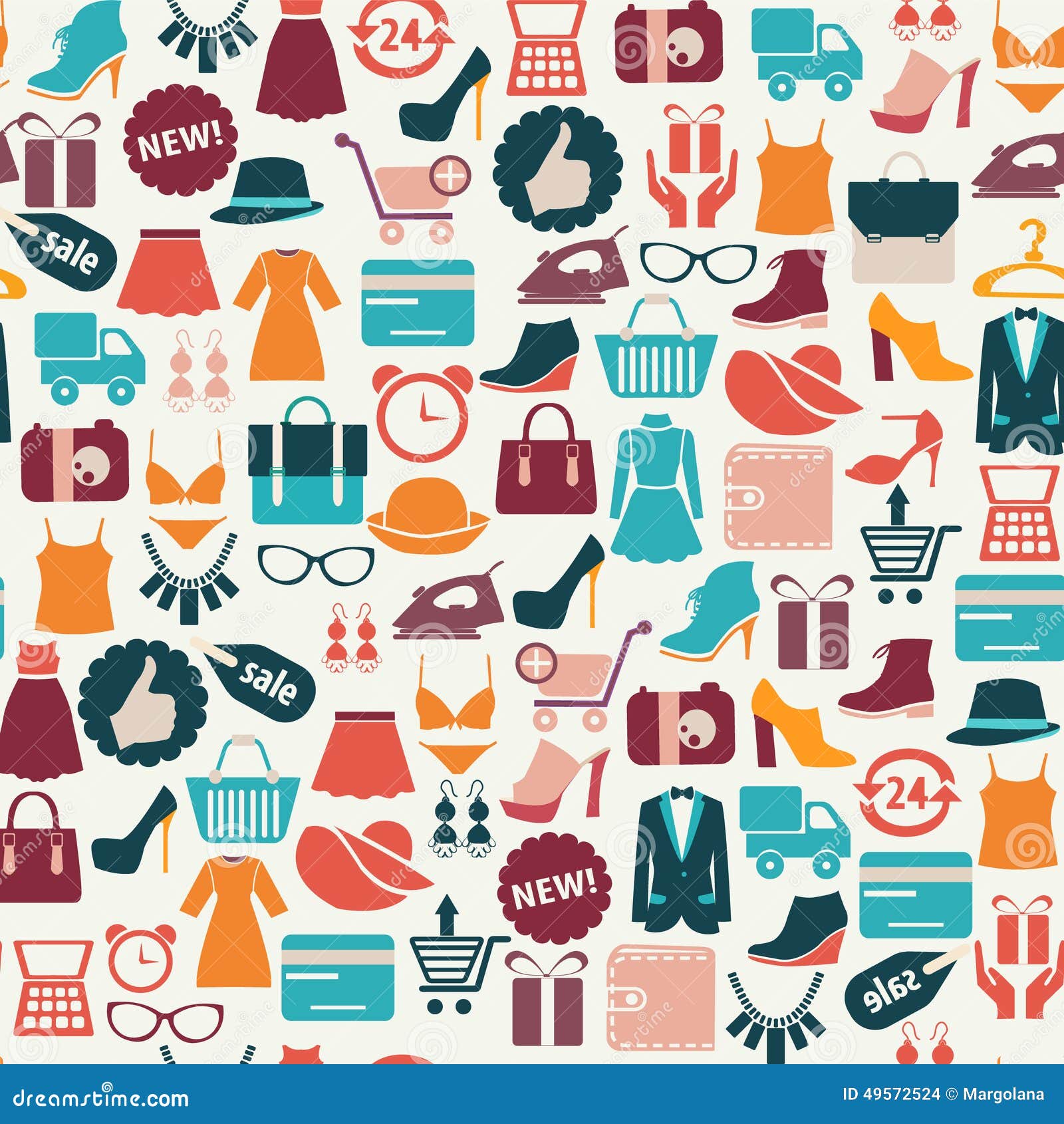 Background with Colorful Shopping Icons Stock Vector - Illustration of  element, accessory: 49572524