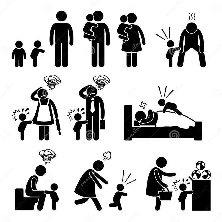 Bad Temper Toddler Baby Tantrum Mother Father Cliparts Stock Vector ...