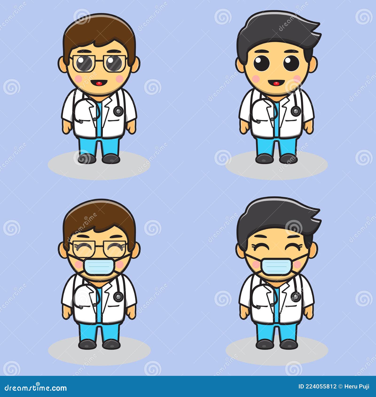 Vector Illustration of Cute Little Male Doctor. Stock Vector ...