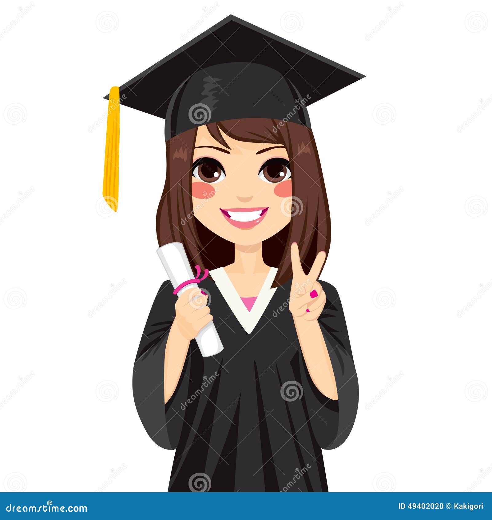 Brunette Graduation Girl stock vector. Illustration of person - 49402020