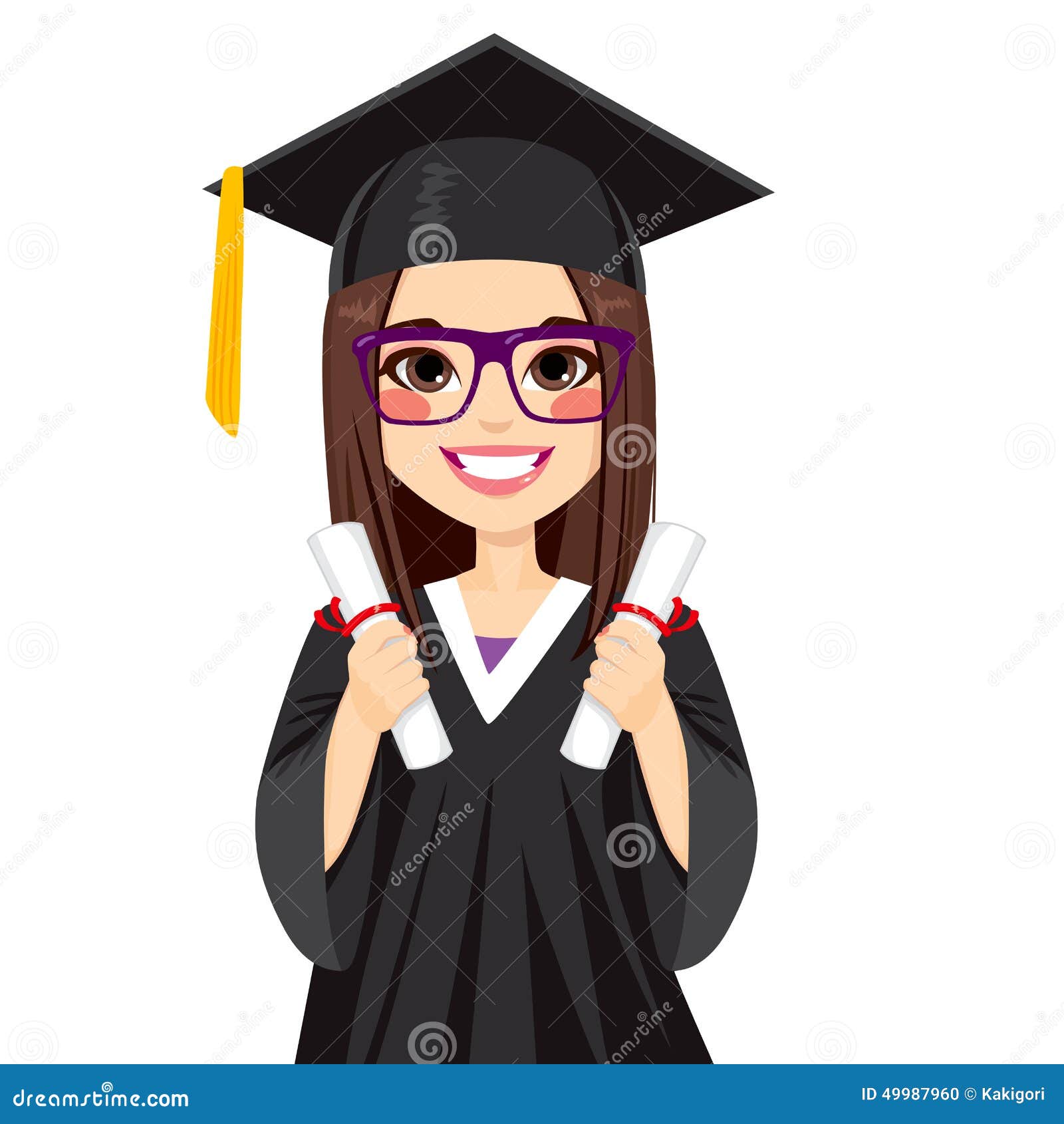 Brunette Graduation Girl stock vector. Illustration of brunette - 49987960