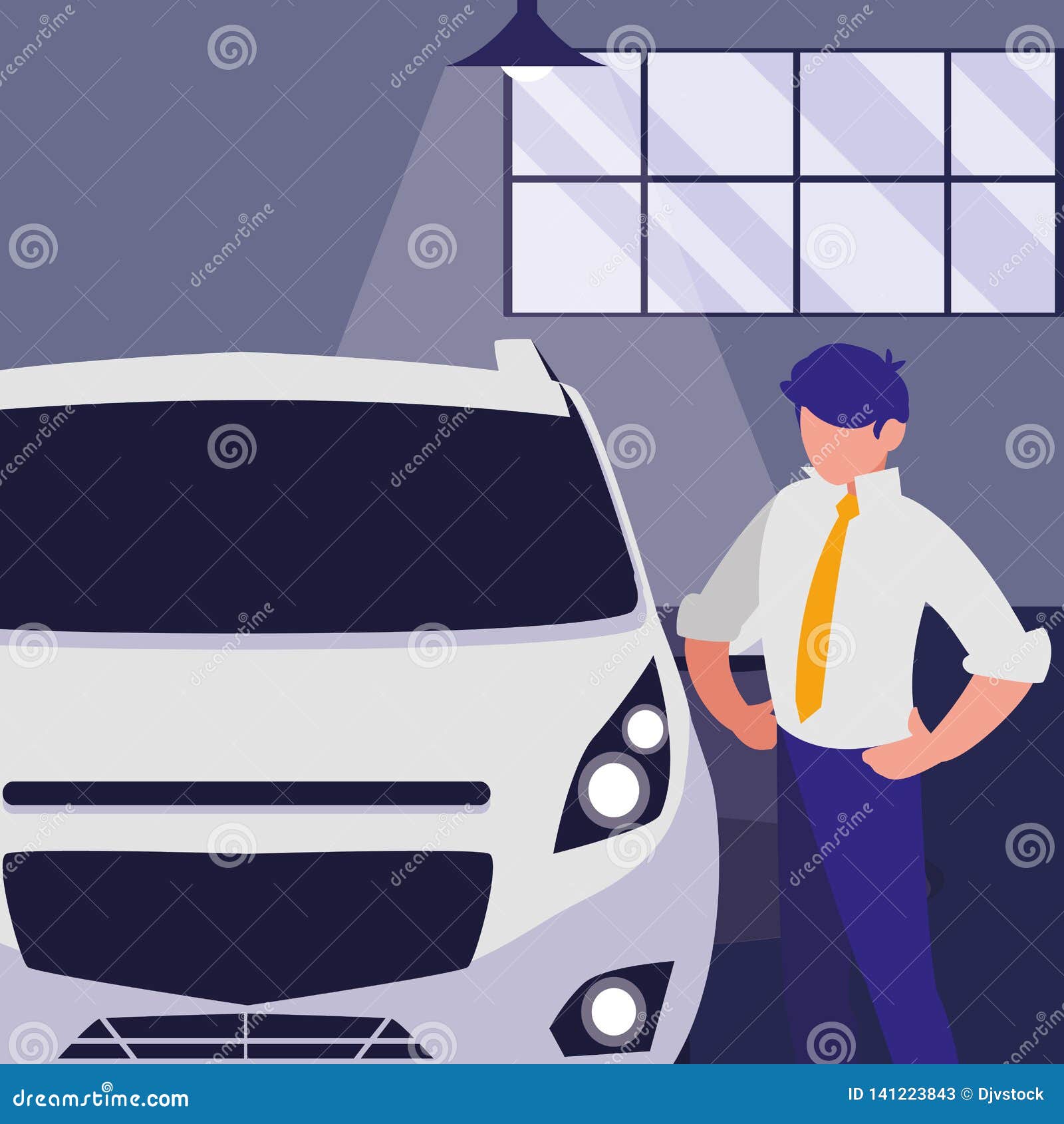 Businessman with Car in the Workshop Stock Vector - Illustration of ...