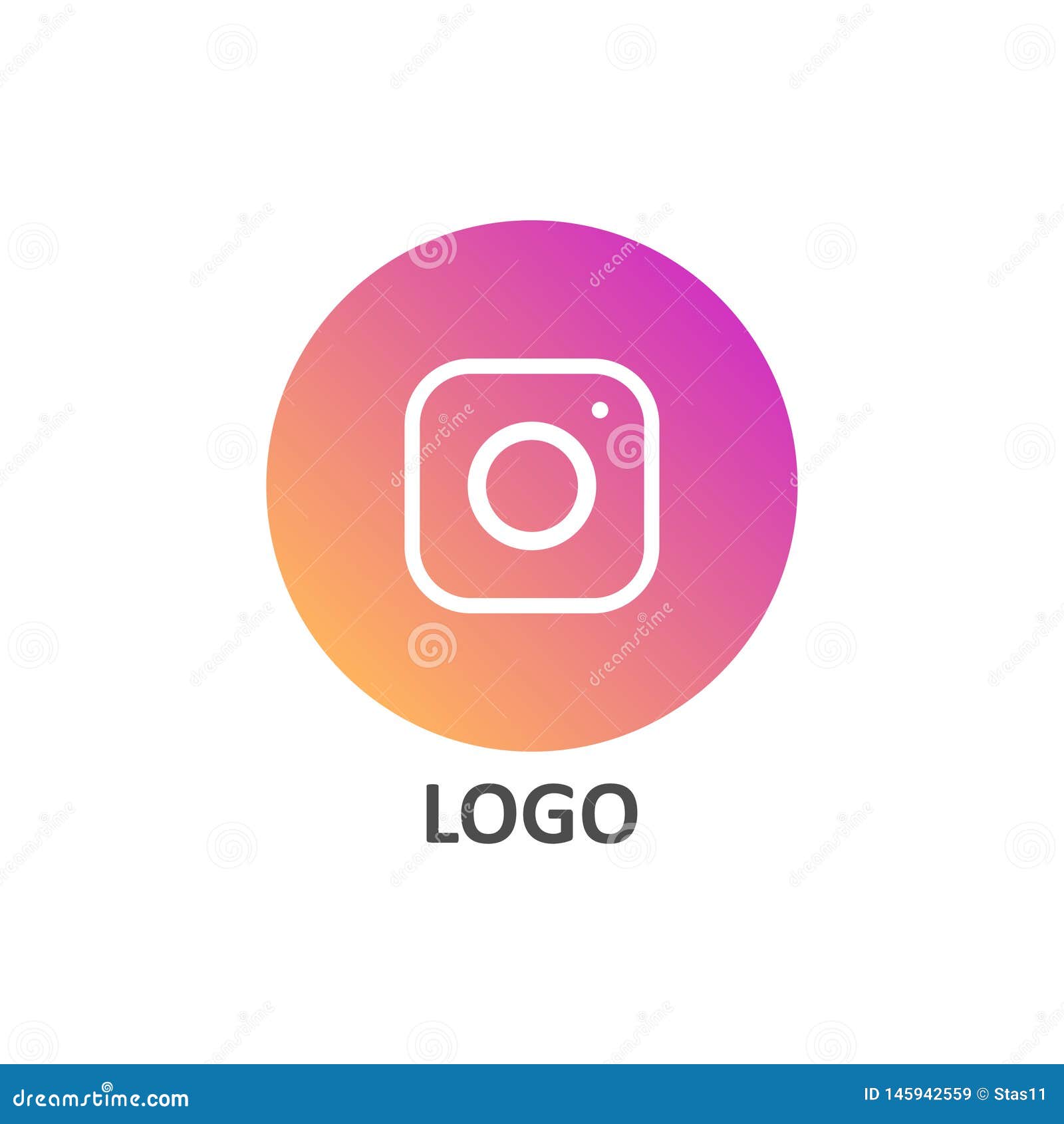 Camera Logo Linear Icon in Gradient Circle for Social Media Stock ...