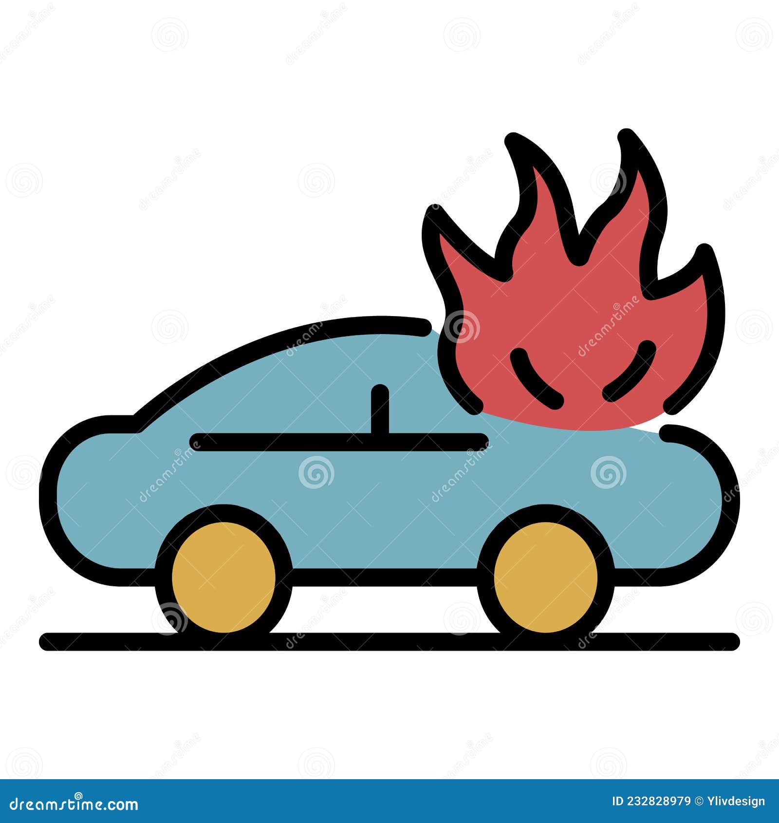 Car Accident in Fire Icon Color Outline Vector Stock Vector ...