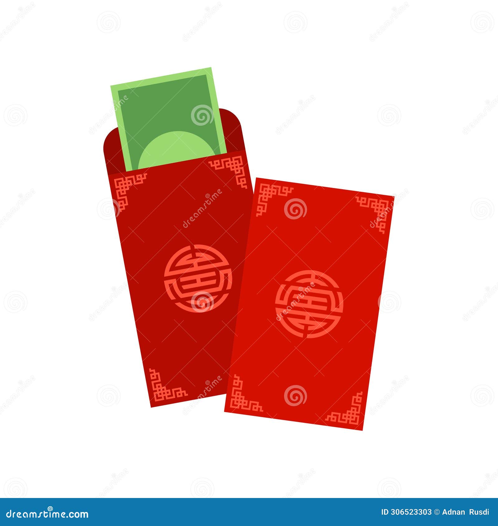 Chinese Angpao Vector Illustration. Traditional Red Envelope with Coins ...