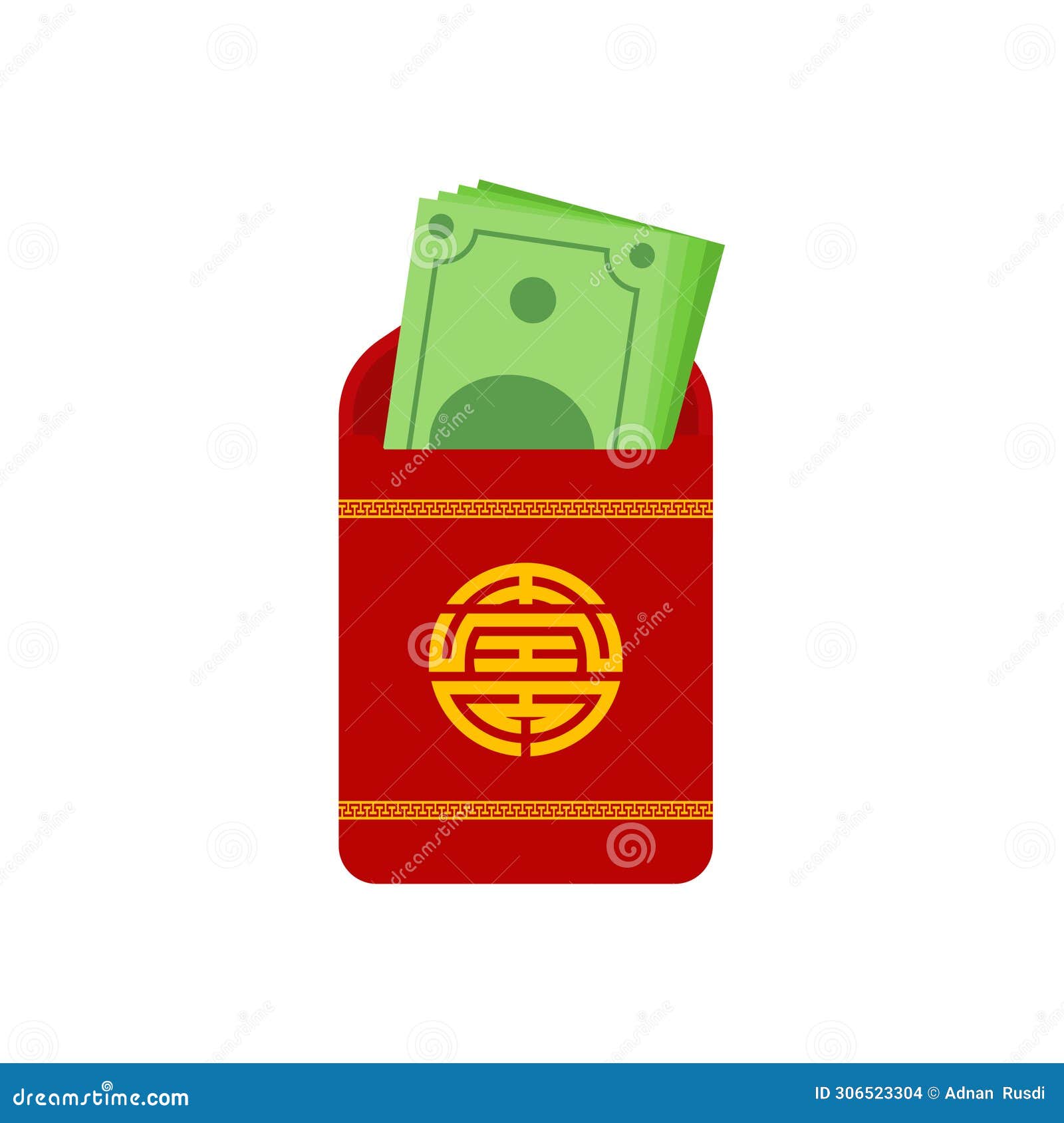 Chinese Angpao Vector Illustration. Traditional Red Envelope with Coins ...