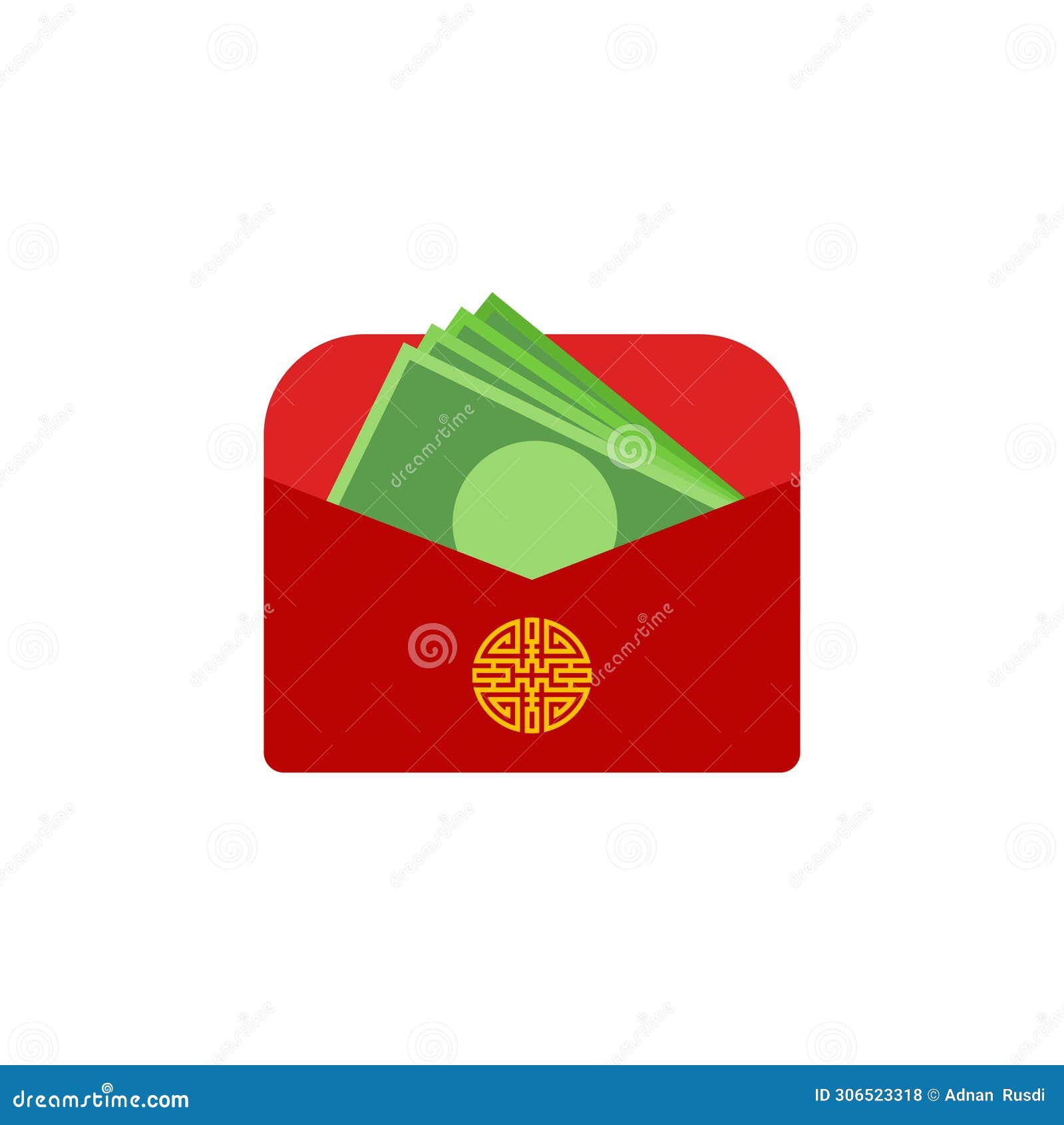 Chinese Angpao Vector Illustration. Traditional Red Envelope with Coins ...