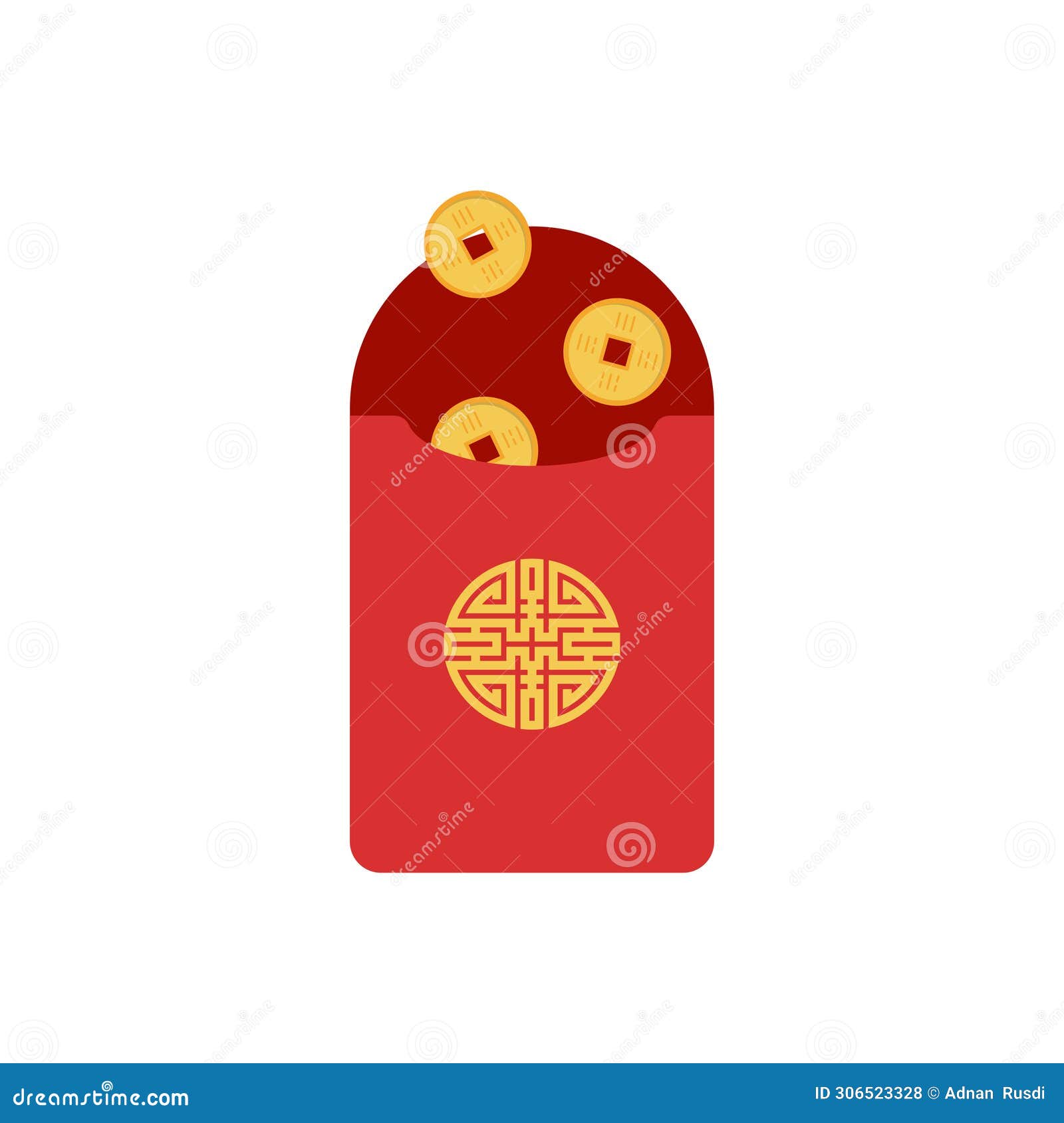 Chinese Angpao Vector Illustration. Traditional Red Envelope with Coins ...