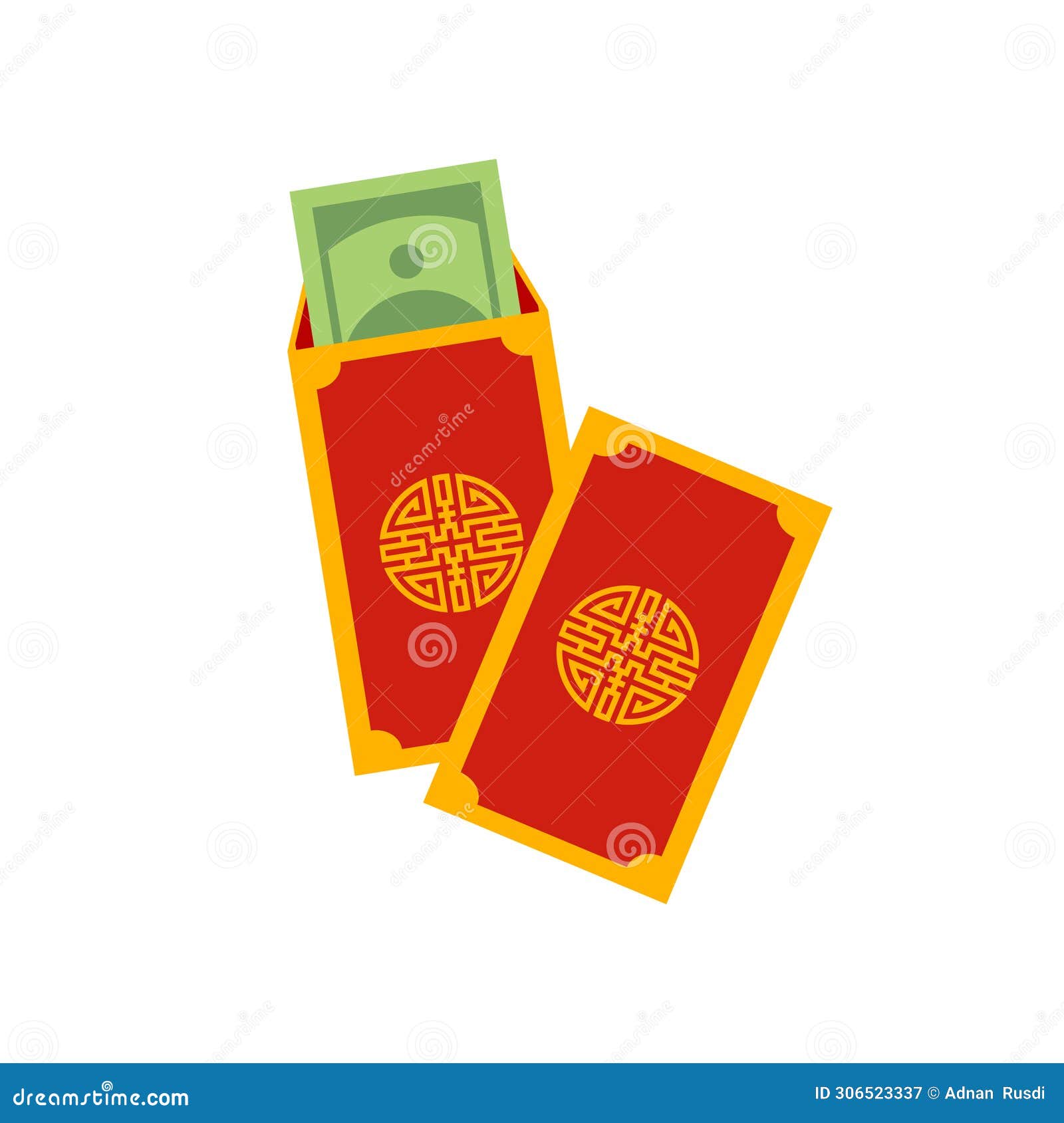 Chinese Angpao Vector Illustration. Traditional Red Envelope with Coins ...