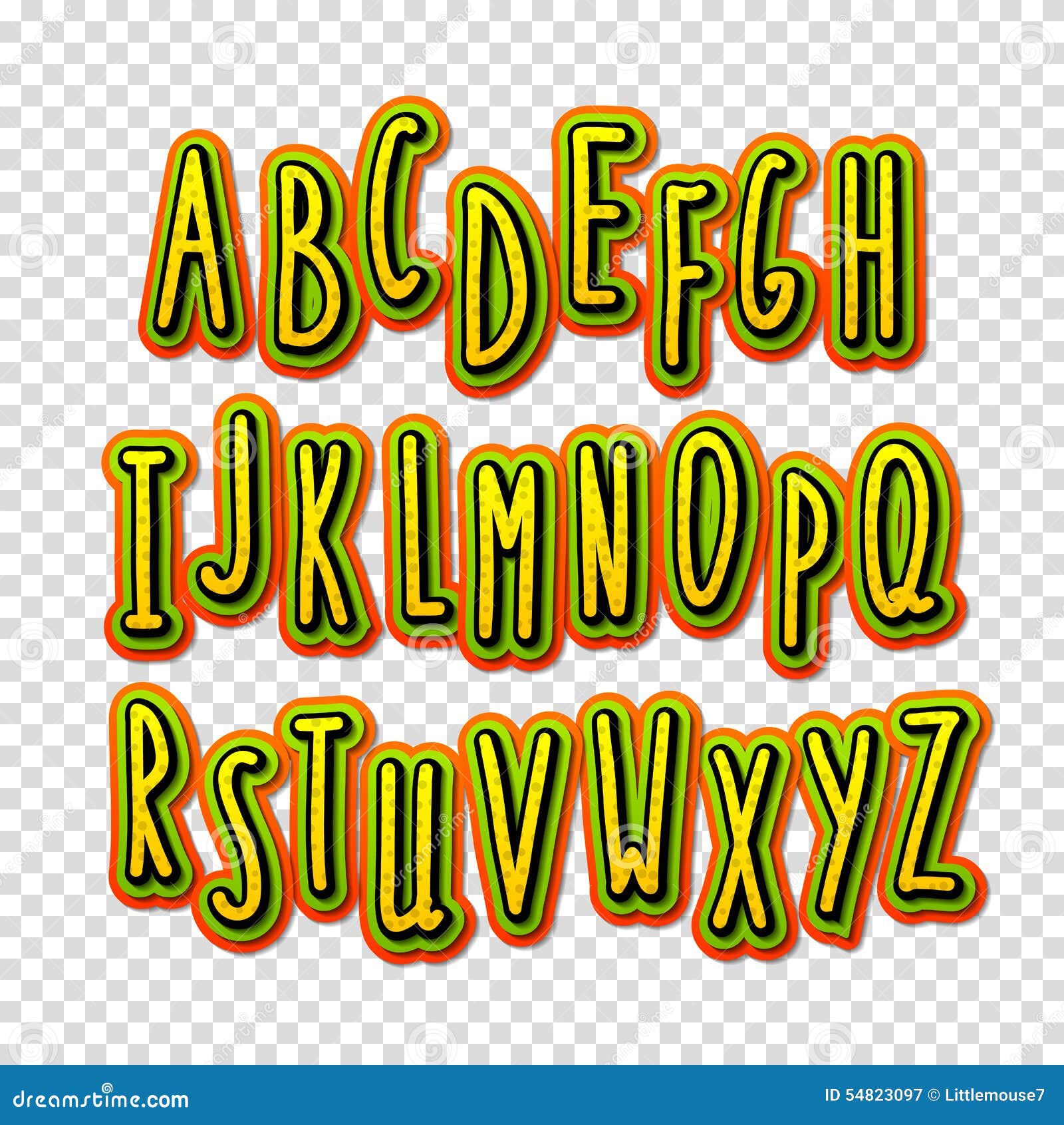 Creative High Detail Font. the Alphabet in the Style of Comics. Stock ...