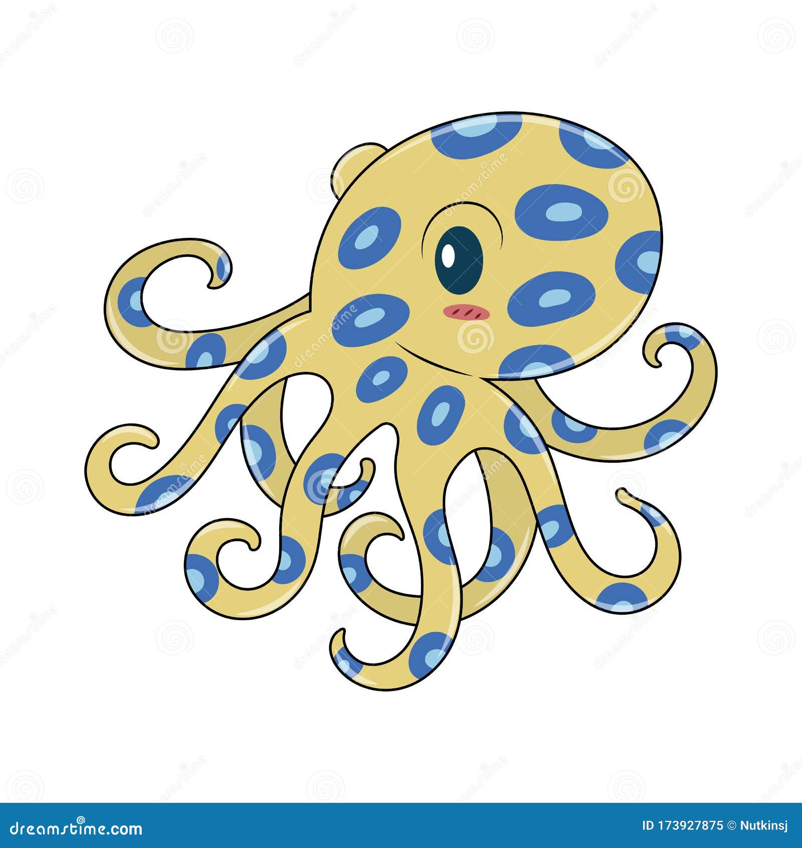 Cute Blue Octopus Drawing