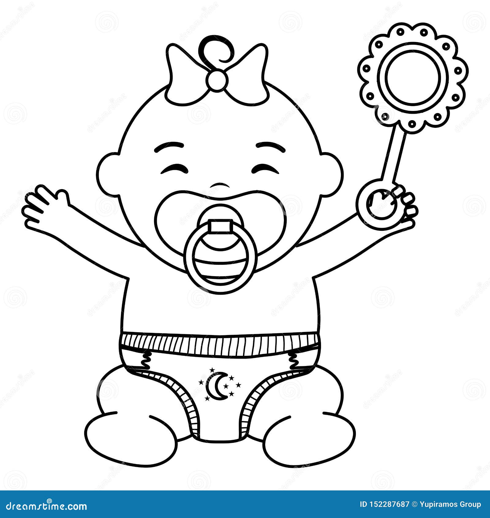 Cute Little Baby Girl with Maracas Stock Vector - Illustration of ... image.