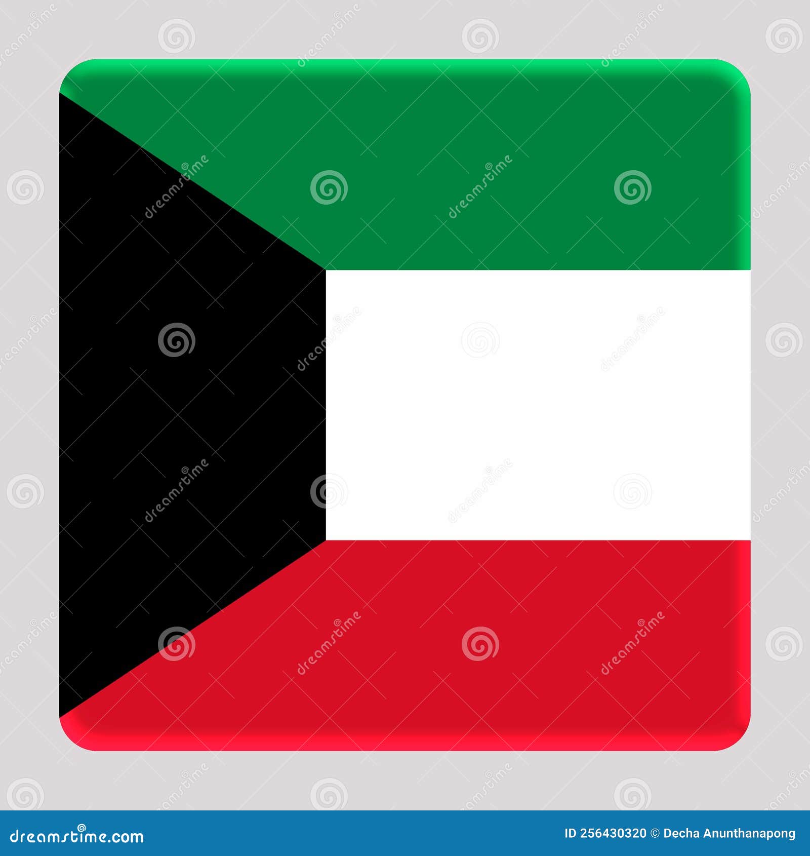 3D Flag of Kuwait on Square Stock Illustration - Illustration of shiny ...